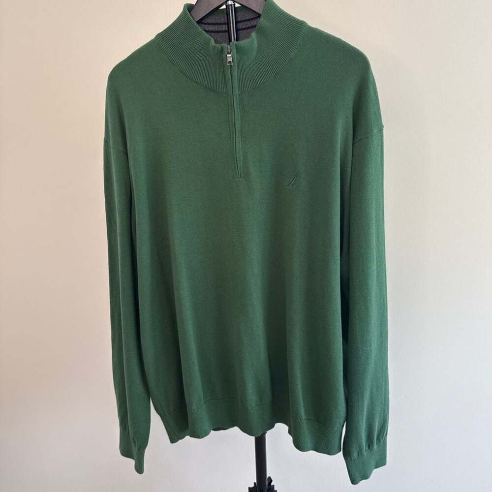 Nautica Since 1983 Men's‎ Green 1/4 Zip Pullover Sweater-XXL